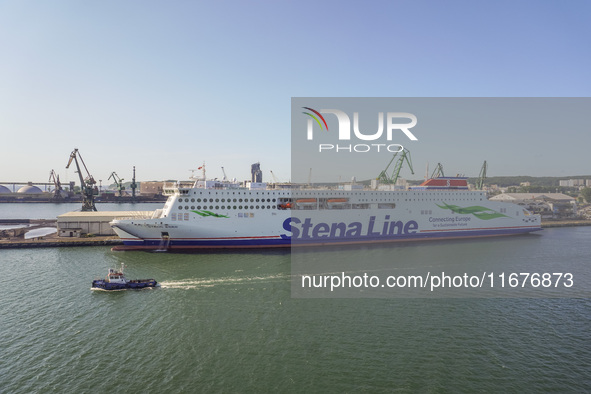 In Gdynia, Poland, on July 31, 2024, Naval Special Operations Unit Formoza soldiers escort the Stena Line ferry on its way from Gdynia, Pola...