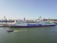 In Gdynia, Poland, on July 31, 2024, Naval Special Operations Unit Formoza soldiers escort the Stena Line ferry on its way from Gdynia, Pola...