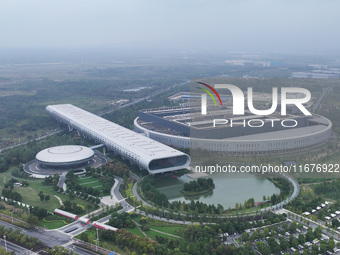 An aerial photo shows the Taiwan Semiconductor Manufacturing Company (TSMC) in Nanjing, Jiangsu province, China, on October 18, 2024. (