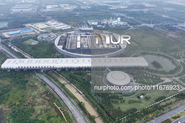 An aerial photo shows the Taiwan Semiconductor Manufacturing Company (TSMC) in Nanjing, Jiangsu province, China, on October 18, 2024. 