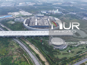 An aerial photo shows the Taiwan Semiconductor Manufacturing Company (TSMC) in Nanjing, Jiangsu province, China, on October 18, 2024. (