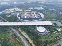 An aerial photo shows the Taiwan Semiconductor Manufacturing Company (TSMC) in Nanjing, Jiangsu province, China, on October 18, 2024. (