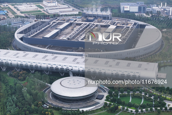 An aerial photo shows the Taiwan Semiconductor Manufacturing Company (TSMC) in Nanjing, Jiangsu province, China, on October 18, 2024. 