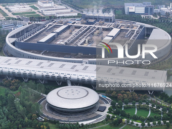 An aerial photo shows the Taiwan Semiconductor Manufacturing Company (TSMC) in Nanjing, Jiangsu province, China, on October 18, 2024. (