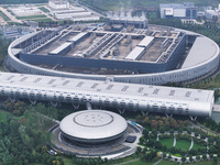 An aerial photo shows the Taiwan Semiconductor Manufacturing Company (TSMC) in Nanjing, Jiangsu province, China, on October 18, 2024. (