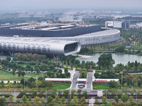 An aerial photo shows the Taiwan Semiconductor Manufacturing Company (TSMC) in Nanjing, Jiangsu province, China, on October 18, 2024. (