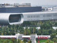 An aerial photo shows the Taiwan Semiconductor Manufacturing Company (TSMC) in Nanjing, Jiangsu province, China, on October 18, 2024. (