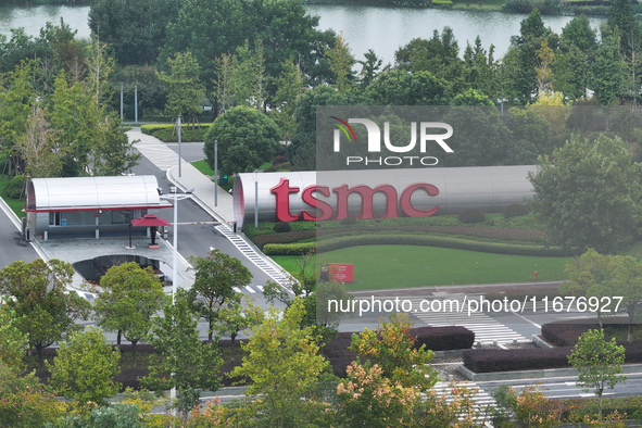 An aerial photo shows the Taiwan Semiconductor Manufacturing Company (TSMC) in Nanjing, Jiangsu province, China, on October 18, 2024. 