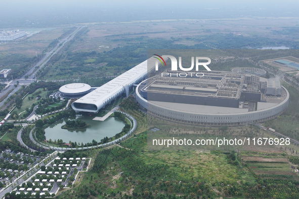 An aerial photo shows the Taiwan Semiconductor Manufacturing Company (TSMC) in Nanjing, Jiangsu province, China, on October 18, 2024. 