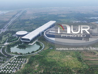 An aerial photo shows the Taiwan Semiconductor Manufacturing Company (TSMC) in Nanjing, Jiangsu province, China, on October 18, 2024. (