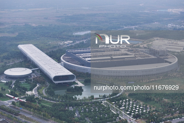 An aerial photo shows the Taiwan Semiconductor Manufacturing Company (TSMC) in Nanjing, Jiangsu province, China, on October 18, 2024. 