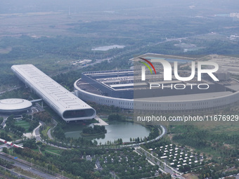 An aerial photo shows the Taiwan Semiconductor Manufacturing Company (TSMC) in Nanjing, Jiangsu province, China, on October 18, 2024. (