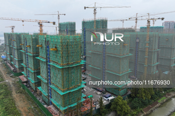 A property under construction is seen in Nanjing, China, on October 18, 2024. 