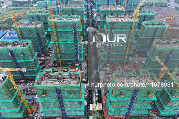 A property under construction is seen in Nanjing, China, on October 18, 2024. 