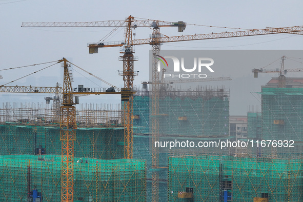 A property under construction is seen in Nanjing, China, on October 18, 2024. 