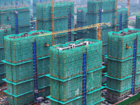 A property under construction is seen in Nanjing, China, on October 18, 2024. (