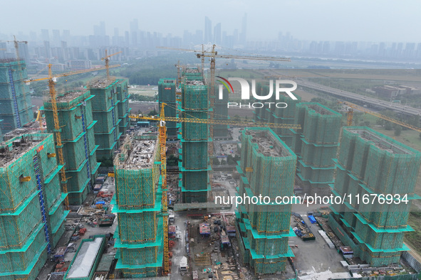 A property under construction is seen in Nanjing, China, on October 18, 2024. 