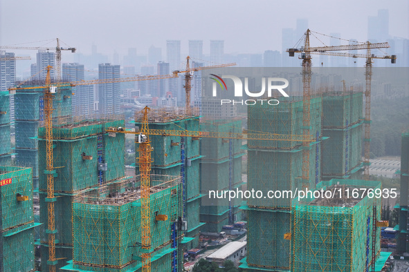 A property under construction is seen in Nanjing, China, on October 18, 2024. 