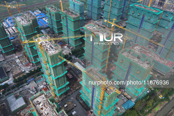 A property under construction is seen in Nanjing, China, on October 18, 2024. 