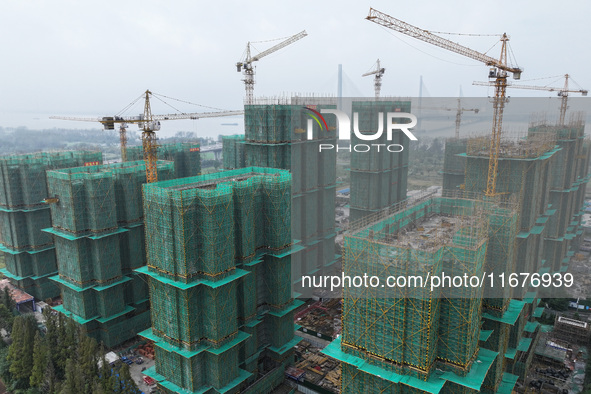 A property under construction is seen in Nanjing, China, on October 18, 2024. 