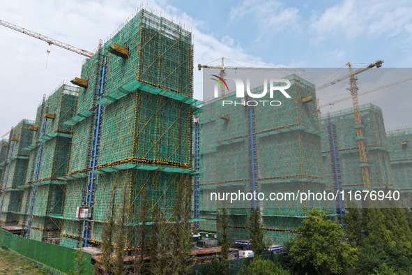 A property under construction is seen in Nanjing, China, on October 18, 2024. 