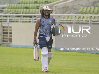 South African cricketer Tony de Zorzi attends a practice session at the Sher-e-Bangla National Cricket Stadium in Dhaka, Bangladesh, on Octo...