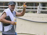 South Africa test batting coach Ashwell Prince is at the Sher-e-Bangla National Cricket Stadium during a practice session in Dhaka, Banglade...