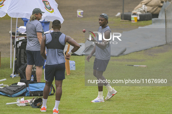 South African cricketer Kagiso Rabada attends a practice session at the Sher-e-Bangla National Cricket Stadium in Dhaka, Bangladesh, on Octo...