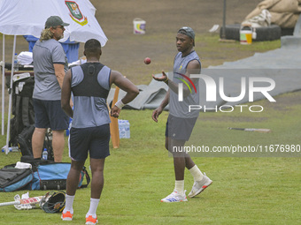 South African cricketer Kagiso Rabada attends a practice session at the Sher-e-Bangla National Cricket Stadium in Dhaka, Bangladesh, on Octo...