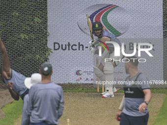 South Africa's cricket captain Aiden Markram attends a practice session at the Sher-e-Bangla National Cricket Stadium in Dhaka, Bangladesh,...