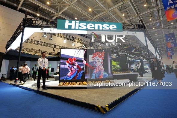 The exhibition hall of Hisense is at the 2024 China International Consumer Electronics Expo in Qingdao, China, on October 18, 2024. 