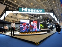 The exhibition hall of Hisense is at the 2024 China International Consumer Electronics Expo in Qingdao, China, on October 18, 2024. (