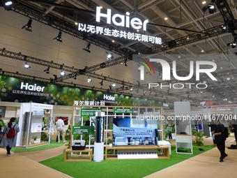 The exhibition hall of Haier's Green Carbon Program is at the 2024 China International Consumer Electronics Expo in Qingdao, China, on Octob...