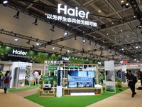 The exhibition hall of Haier's Green Carbon Program is at the 2024 China International Consumer Electronics Expo in Qingdao, China, on Octob...