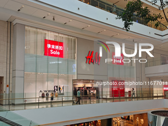 A H&M clothing flagship store is seen in Shanghai, China, on October 18, 2024. (