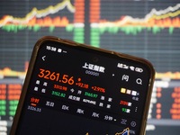 In Hangzhou, China, on October 18, 2024, a stockholder's mobile phone shows China's Shanghai Composite Index rising. (