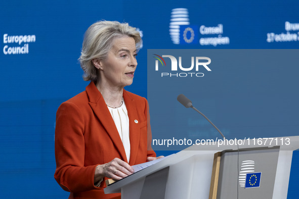 President of the European Commission Ursula von der Leyen at a joint press conference with President of the European Council Charles Michel...