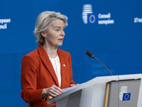 President of the European Commission Ursula von der Leyen at a joint press conference with President of the European Council Charles Michel...