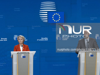 President of the European Commission Ursula von der Leyen at a joint press conference with President of the European Council Charles Michel...