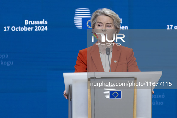 President of the European Commission Ursula von der Leyen at a joint press conference with President of the European Council Charles Michel...