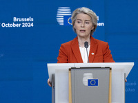 President of the European Commission Ursula von der Leyen at a joint press conference with President of the European Council Charles Michel...