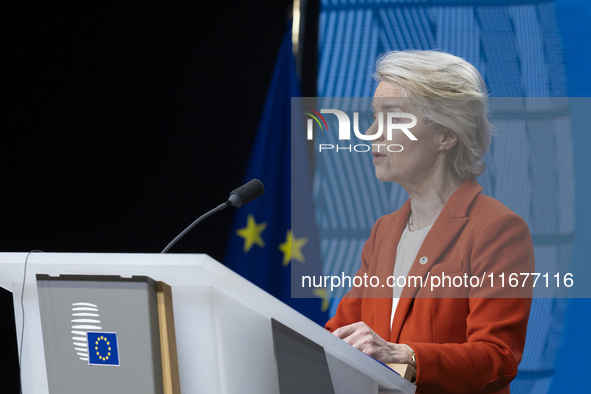 President of the European Commission Ursula von der Leyen at a joint press conference with President of the European Council Charles Michel...