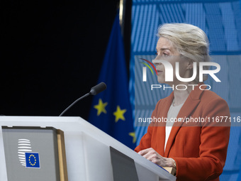 President of the European Commission Ursula von der Leyen at a joint press conference with President of the European Council Charles Michel...