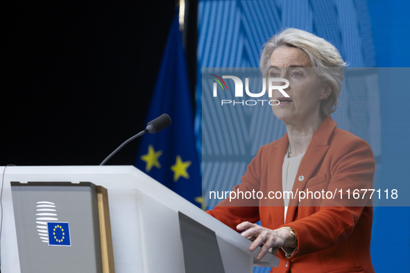 President of the European Commission Ursula von der Leyen at a joint press conference with President of the European Council Charles Michel...