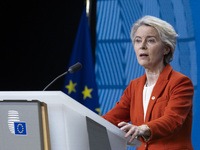 President of the European Commission Ursula von der Leyen at a joint press conference with President of the European Council Charles Michel...