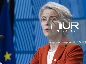 President of the European Commission Ursula von der Leyen at a joint press conference with President of the European Council Charles Michel...