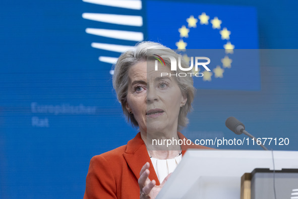 President of the European Commission Ursula von der Leyen at a joint press conference with President of the European Council Charles Michel...