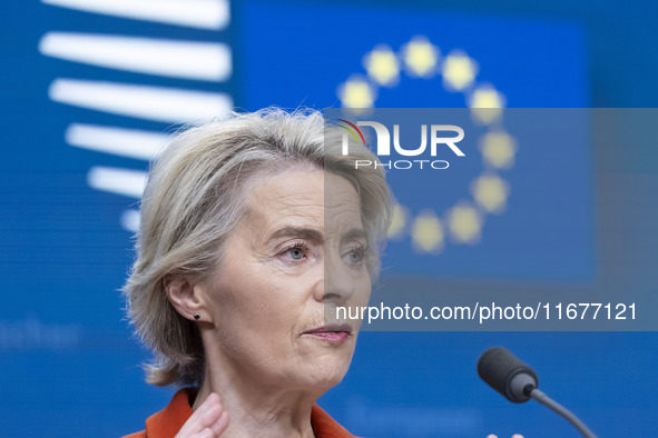 President of the European Commission Ursula von der Leyen at a joint press conference with President of the European Council Charles Michel...