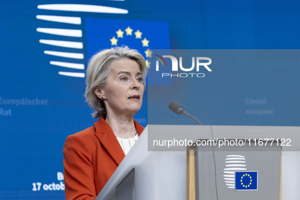 President of the European Commission Ursula von der Leyen at a joint press conference with President of the European Council Charles Michel...