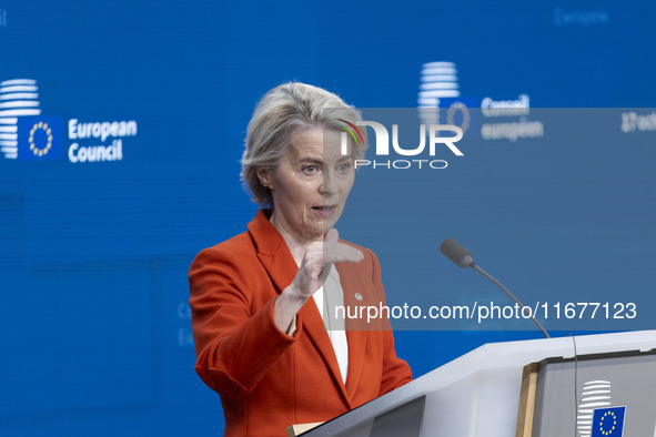 President of the European Commission Ursula von der Leyen at a joint press conference with President of the European Council Charles Michel...